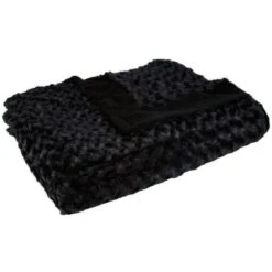Plaid Fourrure Bouclée - 180 X 230 Cm - Noir