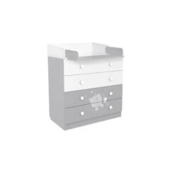 POLINI Ourson Teddy Commode 4 Tiroirs - Blanc/gris