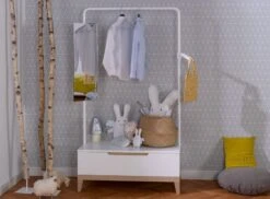 Portant Enfant 1 Tiroir Bois Blanc Et Hêtre Clair Evidence