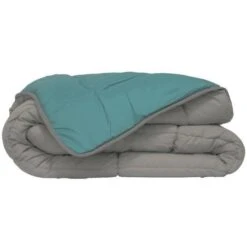 POYET MOTTE Couette Microfibre 400g/m² CALGARY - 140 X 200 Cm - Gris Galet Et Vert Lac