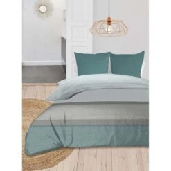 SOLEIL D'OCRE Couette Imprimée Stripe - 240 X 220 Cm - Bleu