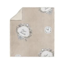 SOLEIL D' OCRE Plaid Polaire Sherpa Microfibre Esprit De Famille - 110 X 160 Cm - Taupe