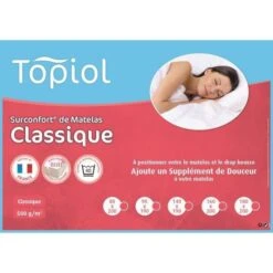 Sur-matelas 160x200 - Fibre Creuse Siliconnée 500 Gr/m² - Fabrication Française - TOPIOL By DODO -Lexibook Magasin sur matelas 160x200 fibre creuse siliconnee 500 gr m fabrication francaise topiol by dodo 3307412965734 486289