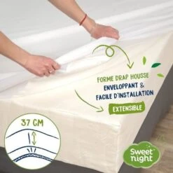 SWEET NIGHT Protege Matelas Imperméable Anti-acariens Traitement Végétal Greenfirst - 180 X 200 Cm - Blanc -Lexibook Magasin sweet night protege matelas impermeable anti acariens traitement vegetal greenfirst 180 x 200 cm blanc 3377720104729 759835