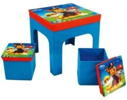 Table Carrée Et 2 Tabourets De Rangement Pat'Patrouille Garçon