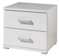 Table De Chevet 2 Tiroirs Bois Laqué Blanc Milani