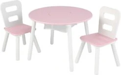Table Ronde Et 2 Chaises Blanc Et Rose Kidkraft 26165