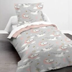 TODAY Parure De Lit Enfant Kids First 1.12 - 1 Personne - Housse De Couette 140 X 200 Et 1 Taie D'oreiller 63 X 63 - Imprimé Gris