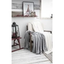 TODAY Plaid 100% Polyester FLOCON MOUNTAIN 125x150cm - Blanc