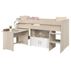 ZOLA Lit Combiné Enfant - Contemporain - Acacia/Blanc - 90 X 200 Cm